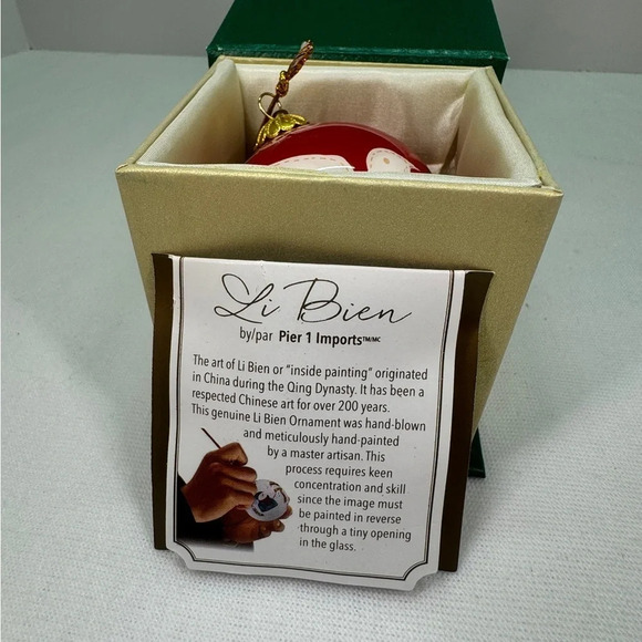 Pier 1 Li Bien Christmas Ornament PEACE Red Ball White Dove 2017 - Picture 5 of 6